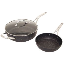 THE ROCK by Starfrit 060337-002-0000 The ROCK by Starfrit 3-Piece Cookware Set with Riveted Cast Stainless Steel Handles