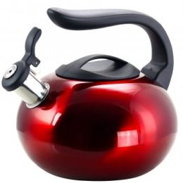 Mr Coffee Langham 2.1 Quart. Stainless Steel Whistling Tea Kettle in Red