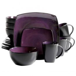 Gibson Soho Lounge Square 16-piece dinnerware set Purple