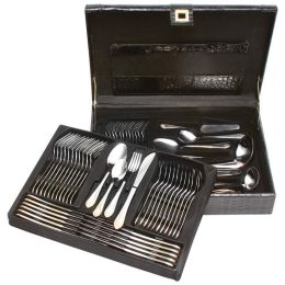 Sterlingcraft&reg; High-Quality, Heavy-Gauge Stainless Steel 72pc Flatware and Hostess Set with Gold Trim