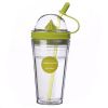 Lemon juice cup lid, Double plastic cups, Straw cup juice, Green.