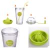 Lemon juice cup lid, Double plastic cups, Straw cup juice, Green.