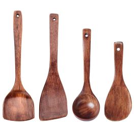 Classic Non-stick Cookware Wooden Kitchen Cooking Utensil Set, 4 pieces