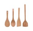 Wooden Kitchen Tools Cooking Utensils Set, 2 Spatulas+Rice Spoon+Soup Ladle