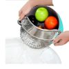 Stainless Steel Colander Food Strainer Clip-on Kitchen Food Strainer Fit for All Pots and Bowls with Hand Grips Draining Foods - black