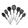 Non Stick Cookware Kitchen Utensils Tool with Stainless Steel Handle Silicone Set 7 Pieces Heat-Resistant Cooking Utensils Set Kitchenware - black
