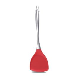 Non-Stick Silicone Spatula Turner Flexible with Stainless Steel Handle Versatile Heat Resistant Cooking Baking and Mixing Kitchen Utensil - red