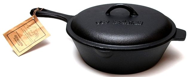 Old Mountain Cast Iron Preseasoned 3qt Deep Fry Skillet with Lid(D0102H5BRJG)