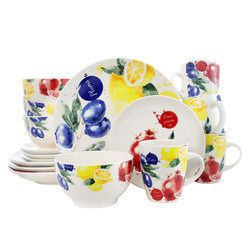 Elama's Tuscan Amore 16 Piece Luxury Dinnerware Set with Complete Place Settings for 4 - EL-TUSCANAMORE