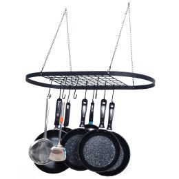 Pot and Pan Rack for Ceiling with Hooks Decorative Wall Mounted Storage Rack(D0102HHVP4A)