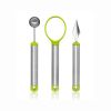 3 in 1 Melon Baller Scoop + Fruit Peeler + Carving Knife for Fruits Ice Cream Cookie Dough Butter Stainless Steel Kitchen Gadget Tool - green