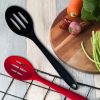 Slotted Silicone Serving Spoon High Heat Resistant Hygienic Design for Cooking Draining & Serving Kitchen Utensil - black
