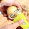 Julienne Peeler 2 in 1 Stainless Steel Blade Flexible Double Sided Potato Peeler with Serrated Peeler Kitchen Gadget Tool - green