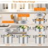 3 Tier Stainless Steel Steamer Pot Steaming Cookware Saucepot with Handle - Sliver