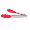 Silicone Cooking Salad Stainless Steel Handle Serving BBQ Tongs Kitchen Utensil(D0102HHQDM7)