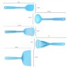 Cooking Utensil Set of 5 Non Stick & Heat Resistant Nylon Multipurpose Includes Slotted Turner Fish Spatulas Serving Spoon Spatulas and Musher - blue