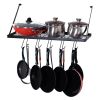 Square Grid Wall Mounted Pot And Pan Organizer Shelf With 15 Hooks(D0102HHVAJY)
