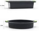 Silicone Mold 2 PC Food Grade Silicone Baking Pan Loaf Bread Pan and Round Cake Pan Non-Stick Pan Microwave Oven Dishwasher Safe - green