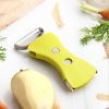 Julienne Peeler 2 in 1 Stainless Steel Blade Flexible Double Sided Potato Peeler with Serrated Peeler Kitchen Gadget Tool - green