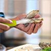 Stainless Steel Oyster Shucking Knife with Ergonomic Grip and Anti-Slip Shellfish Tool Handle Food Grade for Kitchen and Outdoor Use - green