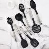 Non Stick Cookware Kitchen Utensils Tool with Stainless Steel Handle Silicone Set 7 Pieces Heat-Resistant Cooking Utensils Set Kitchenware - black