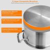 3 Tier Stainless Steel Steamer Pot Steaming Cookware Saucepot with Handle - Sliver