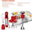 KOIOS 800W 4-in-1 Multifunctional Hand Immersion Blender - Red