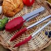 Silicone Cooking Salad Stainless Steel Handle Serving BBQ Tongs Kitchen Utensil(D0102HHQDM7)