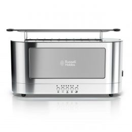 Russell Hobbs Stainless Steel 2 Slice Long Toaster with Glass Accent in Grey